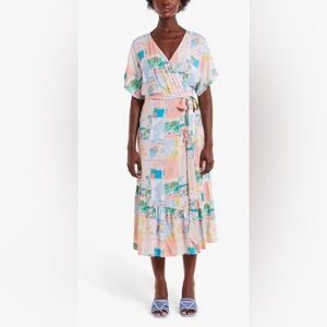 Never Fully Dressed Italy Postcards Wrap Over Dress, Multicolor Size 2